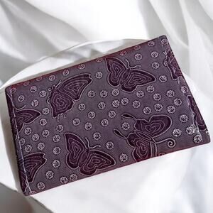 Purple Butterfly Retro Small NEW Card Wallet ID Card Holder Never Used Deadstock